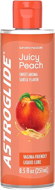 Astroglide Peach Flavored Personal Lubricant (85oz), Long-Lasting Sex Lube for Men, Women and Couples, Delicious Flavor, Hypoallergenic, Vaginal Safe, Condom Compatible