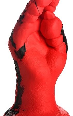 Demon Claw Fisting Silicone Dildo for Beginners, Men, Women, & Couples. Fantasy Dildo and Suction Cup Base. Harness Compatible, Premium Silicone. 1 Piece, Red.
