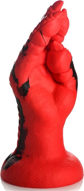 Demon Claw Fisting Silicone Dildo for Beginners, Men, Women, & Couples. Fantasy Dildo and Suction Cup Base. Harness Compatible, Premium Silicone. 1 Piece, Red.