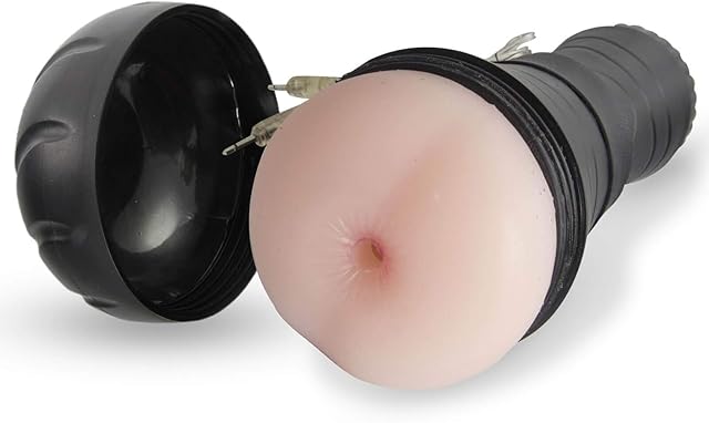 LeLuv Compact Vibrating Male Masturbator Handheld Realistic Anus Texture in Black Case