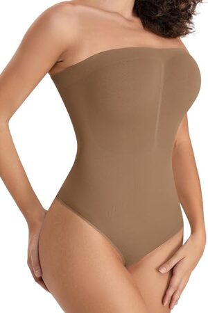 Womens Tube Bodysuits Sexy Strapless Bodysuit Thong Tank Top Off The Shoulder One Piece Leotard