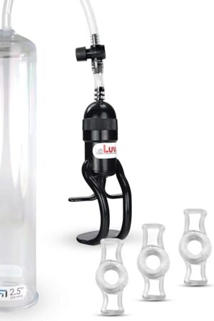 LeLuv Pump Easyop Zgrip 12 x 2.5 Inch Natural Male Enhancement Bundle with 4 .44 Inch Rings