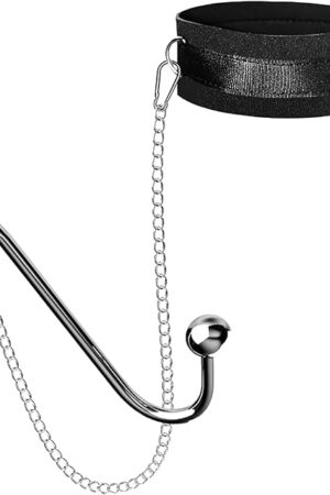 Anal Hook Sex Bondage Set,BDSM Adjustable Leather Collar Restraint Kit, Couples Adult Sexy Toys Fetish (Black)