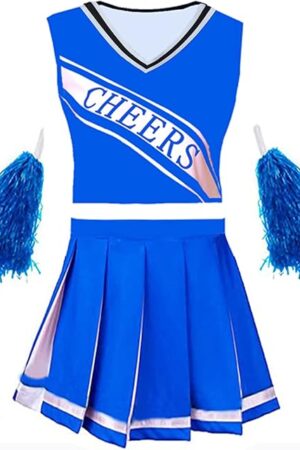 Womens Cheerleader Costume Fancy School Uniform Dress+Pom Poms