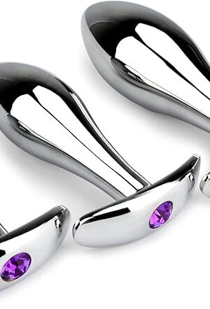 Anal Plug 3pcs Anal Toys Jeweled Anal Trainer Metal Butt Plug Prostate Massage Sex Toys for Couple, Adult Sex Toys & Games (Silver)
