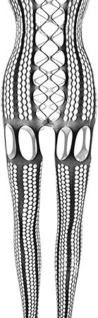 Women's Sexy Fishnet Bodysuit Bodystocking Lingerie Hollow Out for Club Rave Outfits Date Night Soft Nightwear