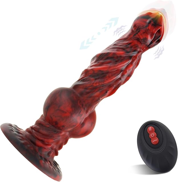 LEEWEDENG Thrusting Dildo Vibrator, 913 inch Silicone Big Monster Dildos with 7 Thrusting and 7 Vibration Mode, G spot Sex Toys with Suction Cup for Women,Men,Red-Black