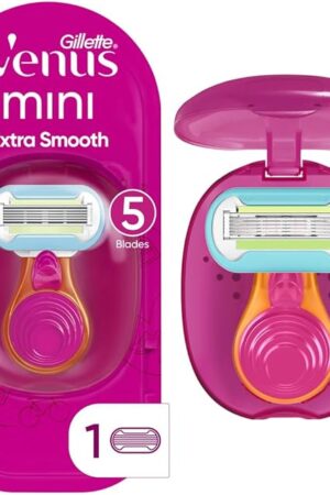 Gillette Venus Extra Smooth Travel Razor Kit for Women, Mini Handle + Refill + Case