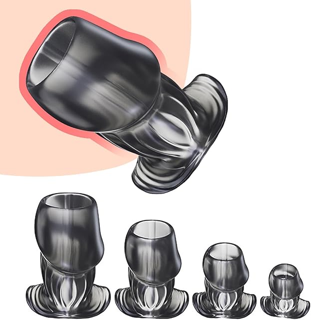 Hollow Anal Plug Set S/M/L/XL 4-Piece Set Vagina Expander Tunnel Transparent Anus Dilation Dilator BDSM Enema Sex Toys Butt Plugs Training Set for Beginners Advanced Users Adult Sex Toy