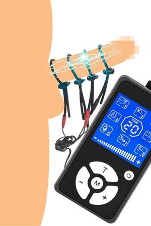 Adjustable Silicone Rings 4 Penis Rings with Beads Sex Toys Couples Masturbation Cock Ring Electric Shock Set