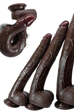 165" Brown Silicone Realistic Dildos, Extra Long Huge Dildo with Suction Cups for Prostate Stimulation Anal Plug, Soft Lifelike Fake Penis Big G-Spot Dildo Adult Sex Toys for Women Men (S)