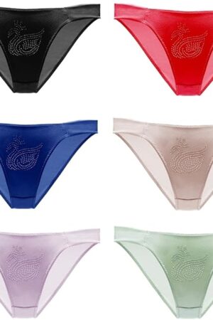 Womens Sexy Low Rise Silky String Bikini Panties Ladies 6 Pack Soft Satin High Cut Underwear