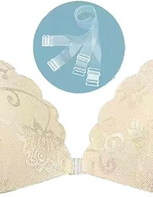 Women's Bonded Push Up Strapless Bra Full Figure Beauty Back Smoothing Bra for Thin Soft Stretch Fabric Sexy Adjustable Bra Beige, 32A