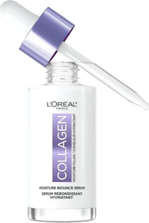 L'Oreal Paris Collagen Moisture Filler Moisture Bounce Face Serum, Glow Serum with Collagen, Glycerin, and Squalane for Bouncy, Radiant, Hydrated Skin