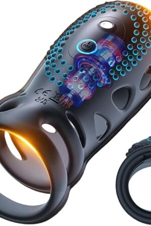 Vibrating Cock Ring Penis Sleeve, Male Sex Toy Vibrator Penis Ring,360 Wrapping Sex Toys for Men with 10 Vibration Modes with Cock Sleeve,Adult Toys for Men Couples