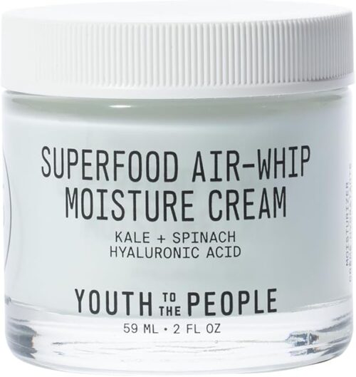 Youth To The People Superfood Air-Whip Moisture Cream - Kale + Green Tea Face Moisturizer, Hydrates Up to 48HR for Plump, Glowing Skin, Formulated With Hyaluronic Acid, Non-Greasy, For All Skin Types