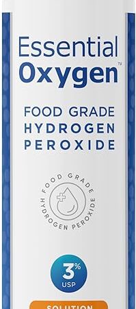 Essential Oxygen Food Grade Hydrogen Peroxide, Natural Cleaner, 3% USP, White, 16 Ounce