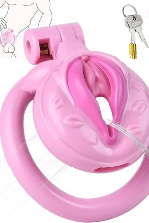 Chastity Cage for Men Cock Chastity Lock with 4Rings, Pink Resin Chastity Device for Male Penis Exercise Cage?Light and unobtrusive 80G (Pink)