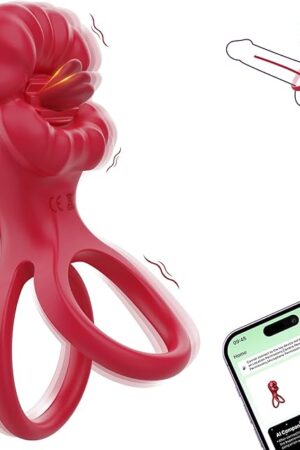 Adult Sex Toys Vibrator - Vibrating Cock Ring with Mouth Tongue Clitoral Stumilator, APP Penis Ring Couples Pleasure Sex Toys for Men Women, Male Female Couples Sex Toys with G Spot Clitoris Vibrator