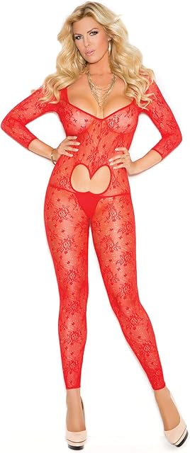 Bodystocking W/Heart Cutout Queen Size Red