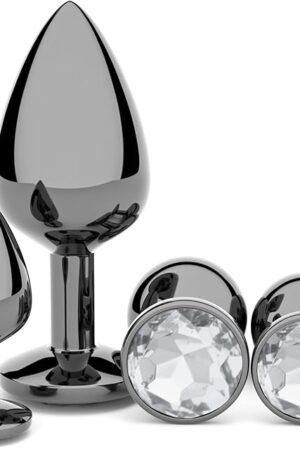 Anal Plug Beginner Set - 4 PCS Jewel Butt Plugs Sex Toy Anal Training Kit- Guncolor G Spot Anal Sex Adult Toy for Beginner Adult Unisex Women and Men Couple