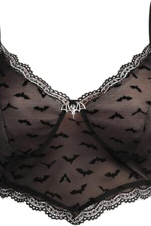Black Tank Tops for Women Gothic Prints Crop Top Sexy Emo Clothes V Neck Camis Summer Streetwear