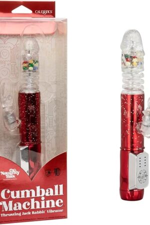 CalExotics Naughty Bits Cumball Machine Thrusting Jack Rabbit Vibrator, Red (SE-4410-25-3)