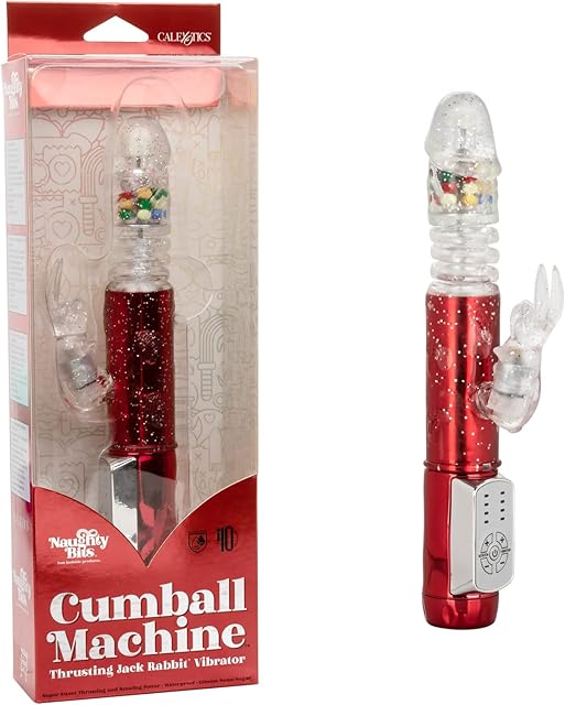 CalExotics Naughty Bits Cumball Machine Thrusting Jack Rabbit Vibrator, Red (SE-4410-25-3)