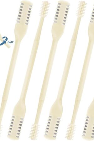 6 Pcs 2-in-1 Nasal Cutter, Upgrade Double Sided Nose Knife, 360 Nostril Hair Remover Tool, Trimmer for Men, Women, Soft Cleaning Brush (Cream)