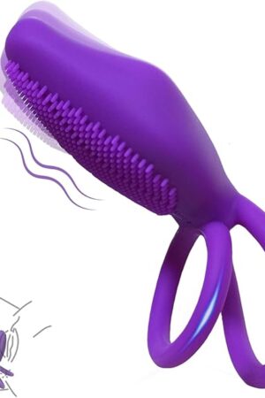 Vibrating Cock Ring with Clitoral Stimulator Silicone Penis Ring Vibrator with G Spot Clitoris Vibrator Rechargeable Waterproof 10 Vibrations Adult Male Sex Toy for Male Female Couple PleasurePurple