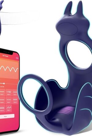 Vibrating Cock Ring with Testicle Vibrator - BEBEBEER APP Remote Control & 3 in 1 Couples Sex Toys Penis Rings Female Clitoral Vibrator Male Balls Stimulator - 10 Vibration Adult Toys for Men Women