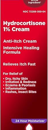 Amazon Basic Care Maximum Strength Anti-Itch Cream, Hydrocortisone 1 Percent Intensive Healing Formula, Itch Relief For Bug Bites, Eczema, Psoriasis, Poison Ivy, Oak and Sumac, 1 ounce (Pack of 1)
