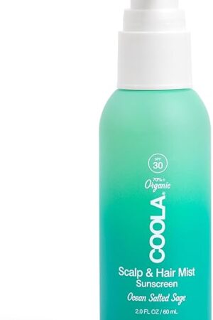 COOLA Organic Scalp Spray & Hair Sunscreen Mist with SPF 30, Dermatologist Tested Hair Care for Daily Protection, Vegan and Gluten Free, Ocean Salted Sage, 2 Fl Oz