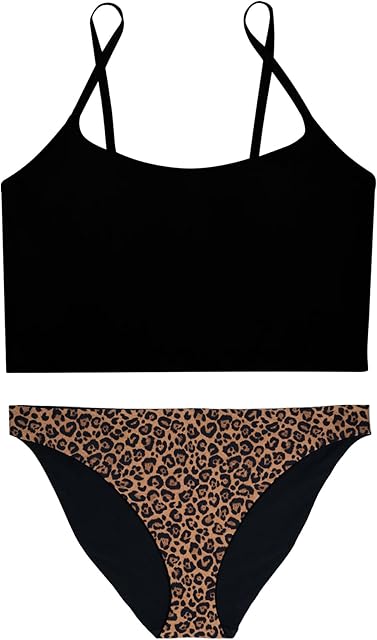 Women's Longline Top and Reversible Banded Bikini Bottom Set