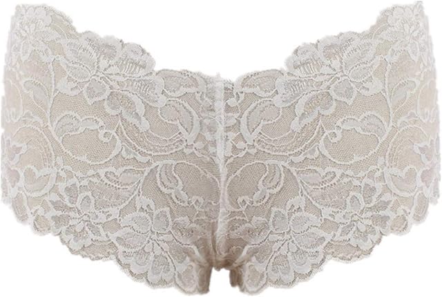 Girl Lace Pantie Waist Underwear High G-String Knicker Sexy Thong Lingerie Brief Womens Satin Lingerie Yellow (White, XL), X-Large