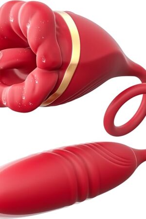 3-in-1 Clitoral G-Spot Vibrator with Realistic Tongue Stimulation with10 Modes of Mouth Vibration, Tongue Licking, Dildos Thrusting | Waterproof Adult Sex Toys Ideal for Women's Solo or Couple Fun