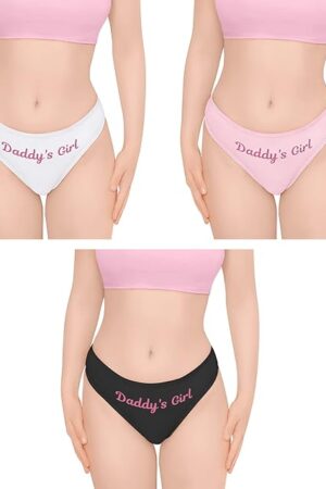 Women's Ladies Soft Cotton Underwear Comfortable Hipster Briefs 3 Thong Panties Pack - Daddy's Girl