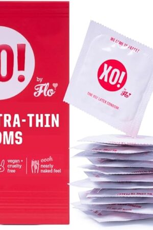 XO! Ultra-Thin Righteous Rubber Condoms, PETA-Certified Vegan, Fairly-Traded Natural Latex, Well-Lubricated, Cruelty Free, Parabens & Glycerin Free, 12-Count