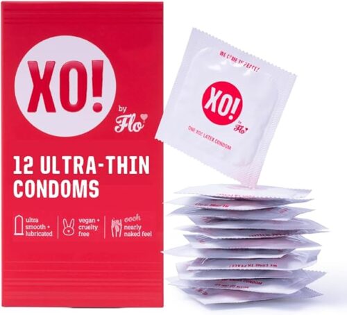 XO! Ultra-Thin Righteous Rubber Condoms, PETA-Certified Vegan, Fairly-Traded Natural Latex, Well-Lubricated, Cruelty Free, Parabens & Glycerin Free, 12-Count