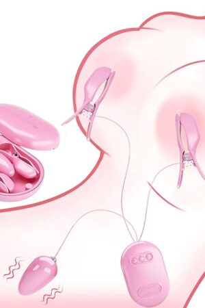 Vibrating Nipple Clamps Nipple Toys with 12 Powerful Vibration Modes and 3 Electric Shock Modes, Nipple Vibrator Toy with Clitoral Vibrating Eggs, Pink Adult Sex Toys for Women or Couples Pleasure