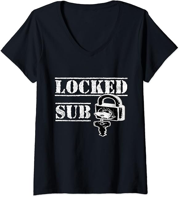 Womens Locked Submissive Chastity Fetish, BDSM Femdom Cuckold Sub V-Neck T-Shirt