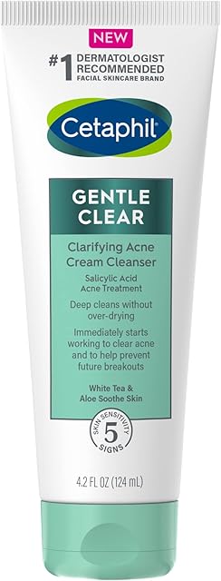 Cetaphil Acne Face Wash, Gentle Clear Clarifying Acne Cream Cleanser with 2% Salicylic Acid, Deep Cleans & Treats Acne Prone Skin, Skin Care for Sensitive Skin, 42oz