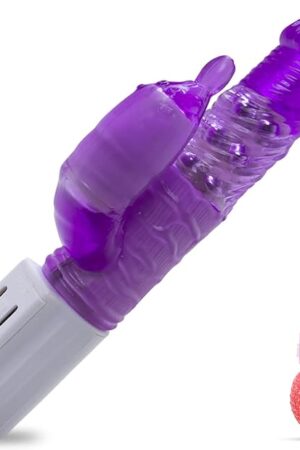 LeLuv Rabbit Vibrator Toadstool Tip Swirling Shaft Quiet Purple Bundle with Mini Bullet