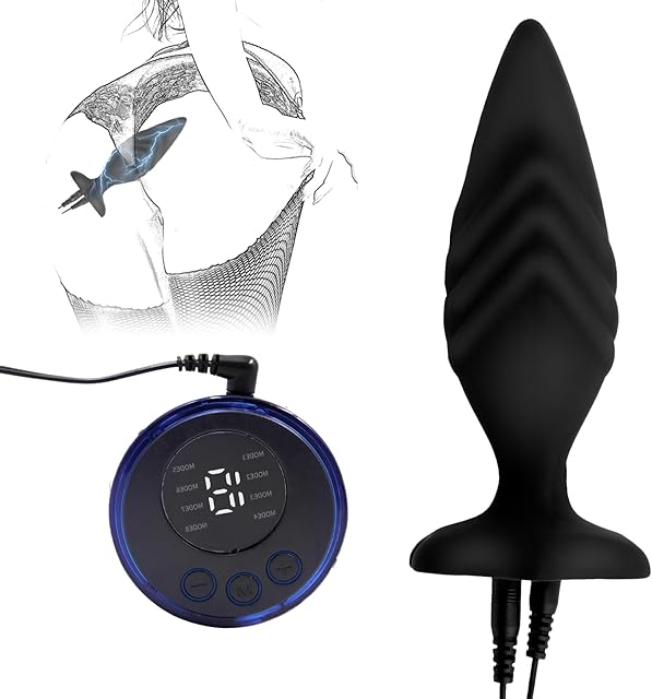 Electro Shock Trainer Kit,Electric Shock Soft Silicone Plug Butt Plug, Multi-Frequency Electric Stimulation Anal Plug Dilator,E-stim Prostate Massager, G-Spot Stimulator SM Sex Toy for Men