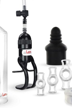 LeLuv Vacuum Pump Easyop ZGrip Handle Natural Male Enhancement Bundle with Clear Seal, Septum and 4 Constrict Rings