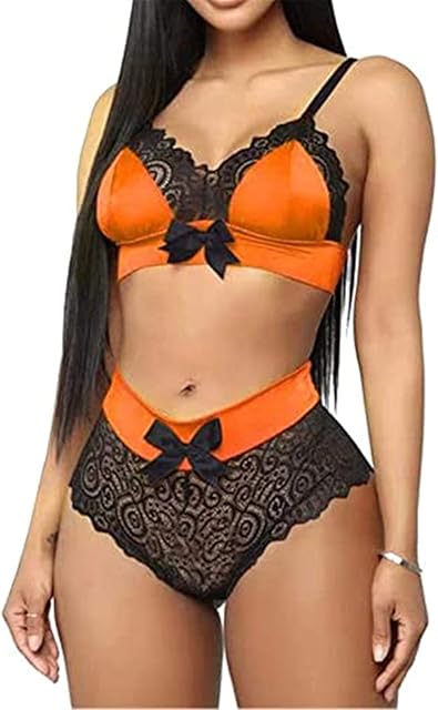 Women Lingerie Sexy Bra and Panty Set Nightwear 2 Piece Outfits Lace Babydoll Bodysuit