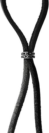 Bolo Cock Ring Lasso Slider Leather Strap, Black, Gem, 1.3 Ounce