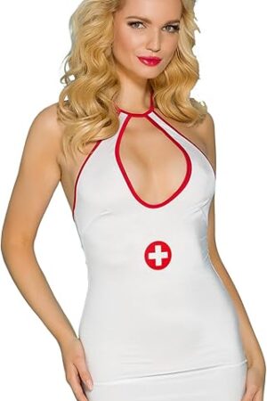 Women Nurse Costume Cosplay Lingerie Naughty Nurse Halloween Costumes Outfit with Stethoscope