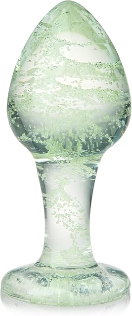 Glass Anal Plug Luminous Butt Plug Glass Plug G-Spot Stimulator Prostate Massager Vaginal Masturbation for Women Men Couples Beginners Valentine's Gift Sex Toys (M)