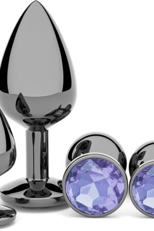 Anal Plug Beginner Set - 4 PCS Jewel Butt Plugs Sex Toy Anal Training Kit- Guncolor G Spot Anal Sex Adult Toy for Beginner Adult Unisex Women and Men Couple